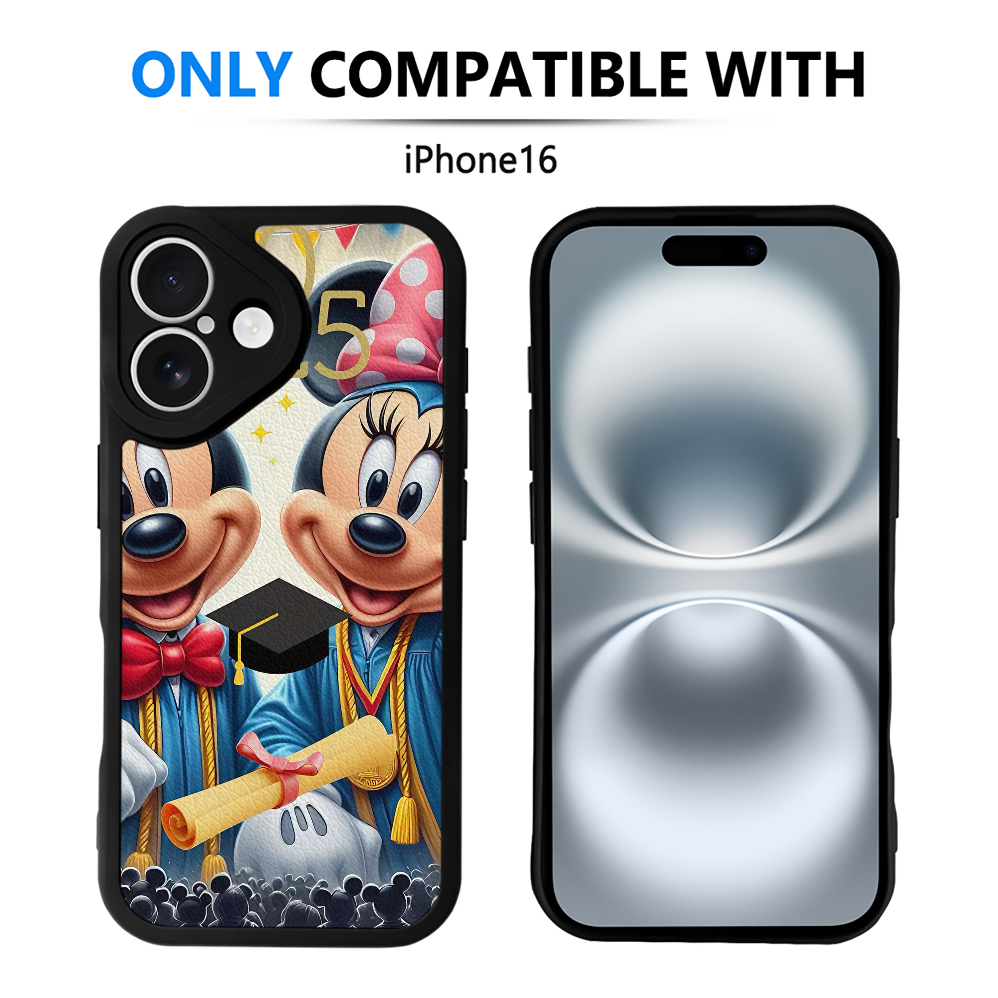 （画像用） ミッキーマウス Mickey Mouse 【iPhone 16シリーズ対応】シリコンスマホケース（レザー調） 材質：シリコン